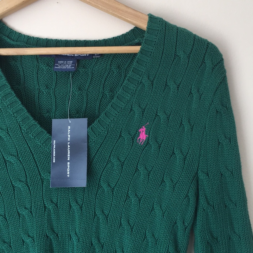 🆕 RALPH LAUREN Cable Knit Polo Sweater